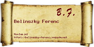 Belinszky Ferenc névjegykártya